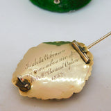 Victorian 9ct Gold, Black Enamel & Hair Mourning Brooch Antique 1852