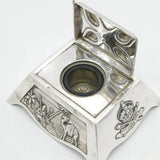 Edwardian Sterling Silver British Military Campaign Inkwell Antique London