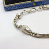 Victorian Sterling Silver Acorn Form Albertina Bracelet with Tassel Antique 1860