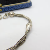 Victorian Sterling Silver Acorn Form Albertina Bracelet with Tassel Antique 1860