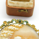 Victorian Pinchbeck Carved Cameo Brooch Lady Feeding Goats c1850 Antique