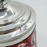 19th Century Danish Sterling Silver & Bohemian Cranberry Glass Stein Antique
