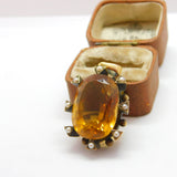 Victorian 15ct Gold, Pearl & Emerald Cut Citrine Drop Pendant c1890 Antique