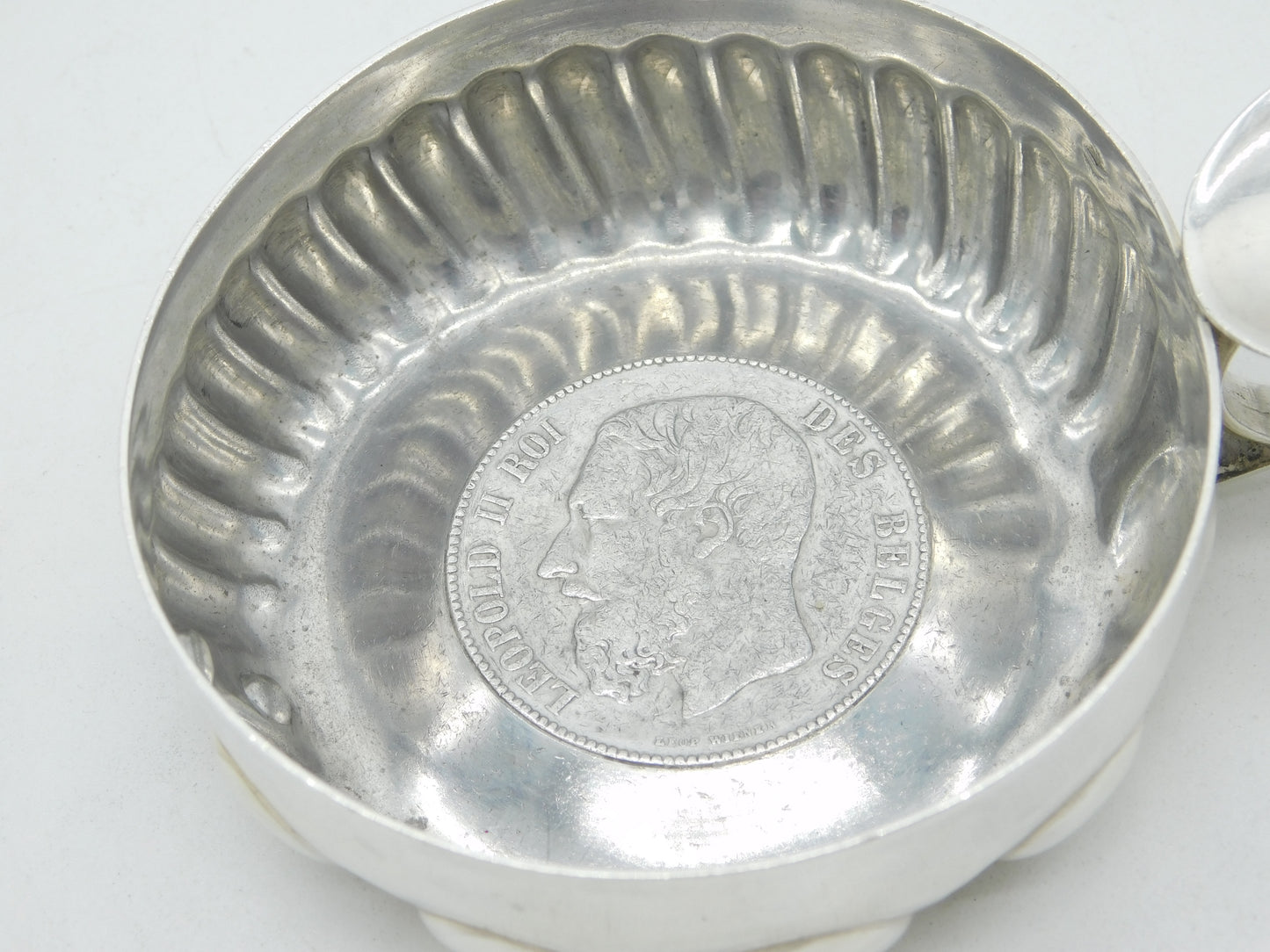 French Victorian .950 Silver 5 Franc Coin Set Wine Taster Antique c1876