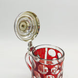 19th Century Danish Sterling Silver & Bohemian Cranberry Glass Stein Antique