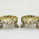 Victorian Pair of Sterling Silver Dolphin Salt Cellars Antique 1868 Sheffield