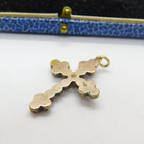 8ct Gold, Bohemian Garnet & Pearl Set Cross Crucifix Pendant Antique c1860