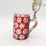 19th Century Danish Sterling Silver & Bohemian Cranberry Glass Stein Antique