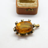 Victorian 15ct Gold, Pearl & Emerald Cut Citrine Drop Pendant c1890 Antique