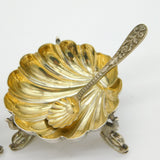 Victorian Pair of Sterling Silver Dolphin Salt Cellars Antique 1868 Sheffield