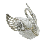 Sterling Silver & Cut Glass Winged Swan Trinket Dish Vintage 1966 London