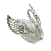 Sterling Silver & Cut Glass Winged Swan Trinket Dish Vintage 1966 London