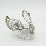 Sterling Silver & Cut Glass Winged Swan Trinket Dish Vintage 1966 London