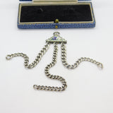 Victorian Sterling Silver & Floral Enamel Chatelaine Fob Antique c1880