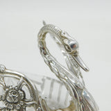 Sterling Silver & Cut Glass Winged Swan Trinket Dish Vintage 1966 London