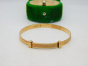 9ct Yellow Gold Baby Christening Bangle Bracelet Vintage 1976 London