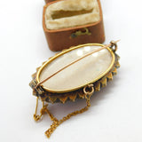 Victorian 14ct Gold, Seed Pearl & Jet Starburst Mourning Brooch c1860 Antique