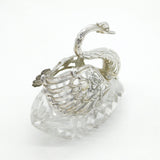 Sterling Silver & Cut Glass Winged Swan Trinket Dish Vintage 1966 London