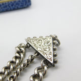 Victorian Sterling Silver & Floral Enamel Chatelaine Fob Antique c1880