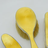 Sterling Silver Yellow Guilloche Enamel Four Piece Vanity Set 1924 Antique Deco