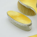 Sterling Silver Yellow Guilloche Enamel Four Piece Vanity Set 1924 Antique Deco