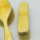 Sterling Silver Yellow Guilloche Enamel Four Piece Vanity Set 1924 Antique Deco
