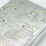 20th Century Sterling Silver Indian Region Map Cigarette Case Antique c1920