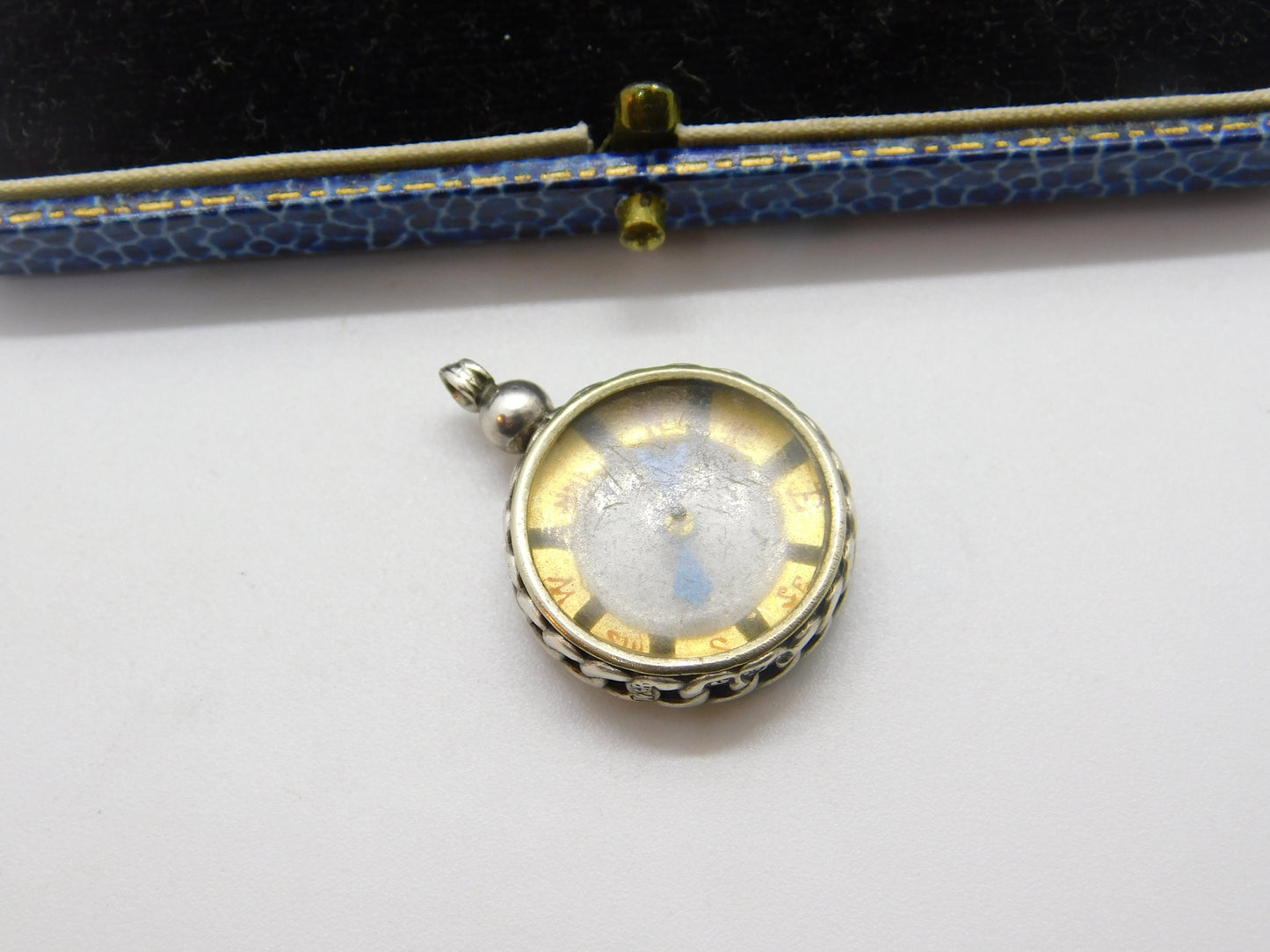 Victorian Sterling Silver Working Compass Fob Pendant Antique 1901 Chester