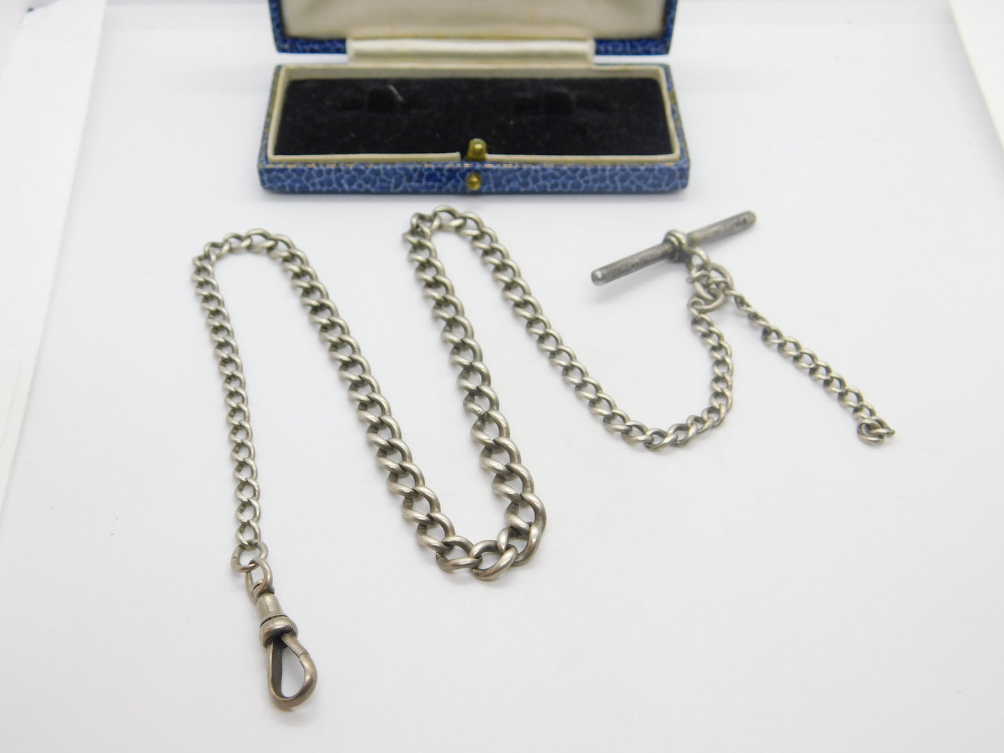 Victorian Sterling Silver Graduating Albert Link Watch Chain Antique 1897