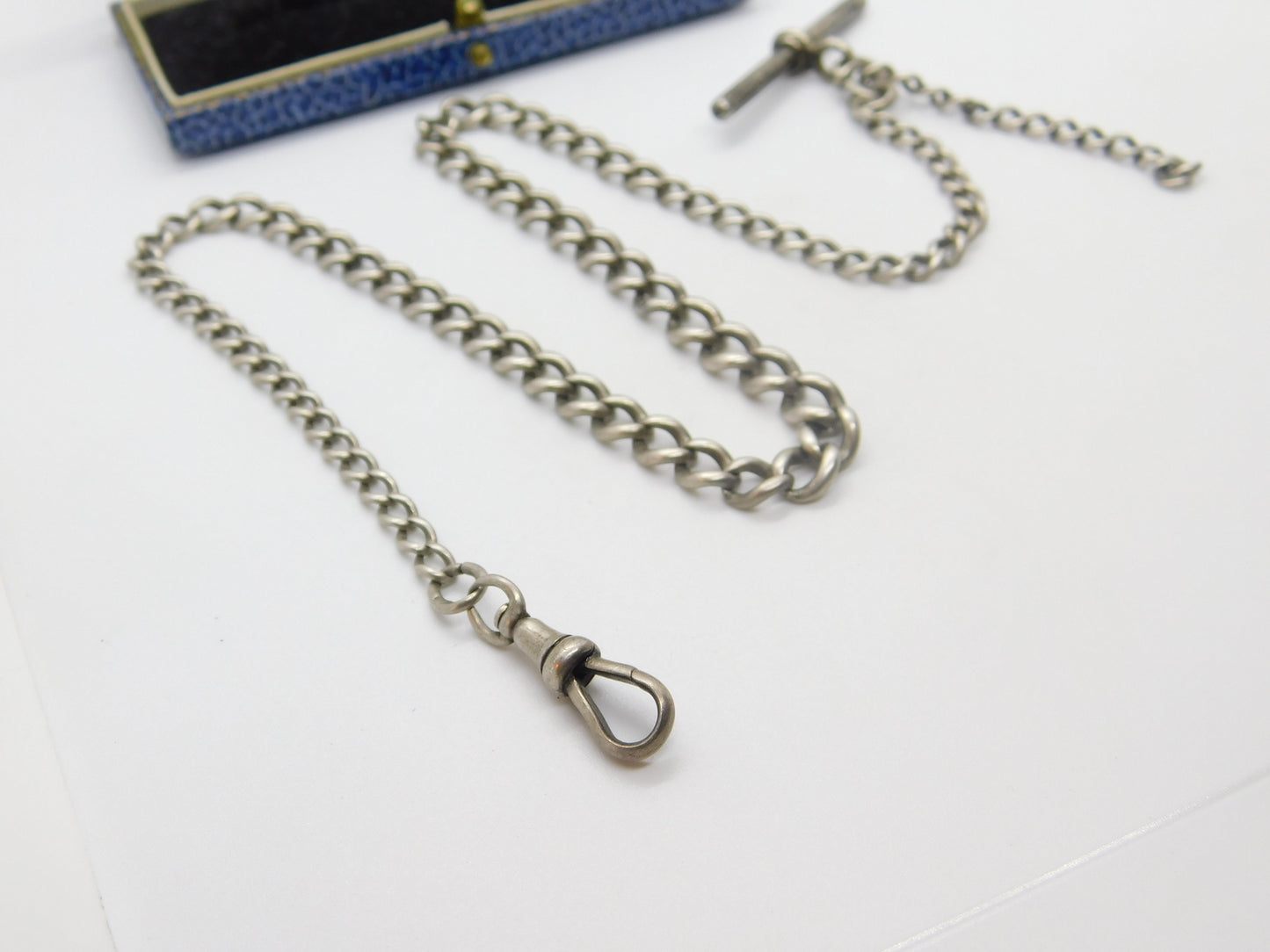 Victorian Sterling Silver Graduating Albert Link Watch Chain Antique 1897