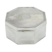 Sterling Silver Large Engine Turned Octagonal Jewellery Box Antique 1915 Deco