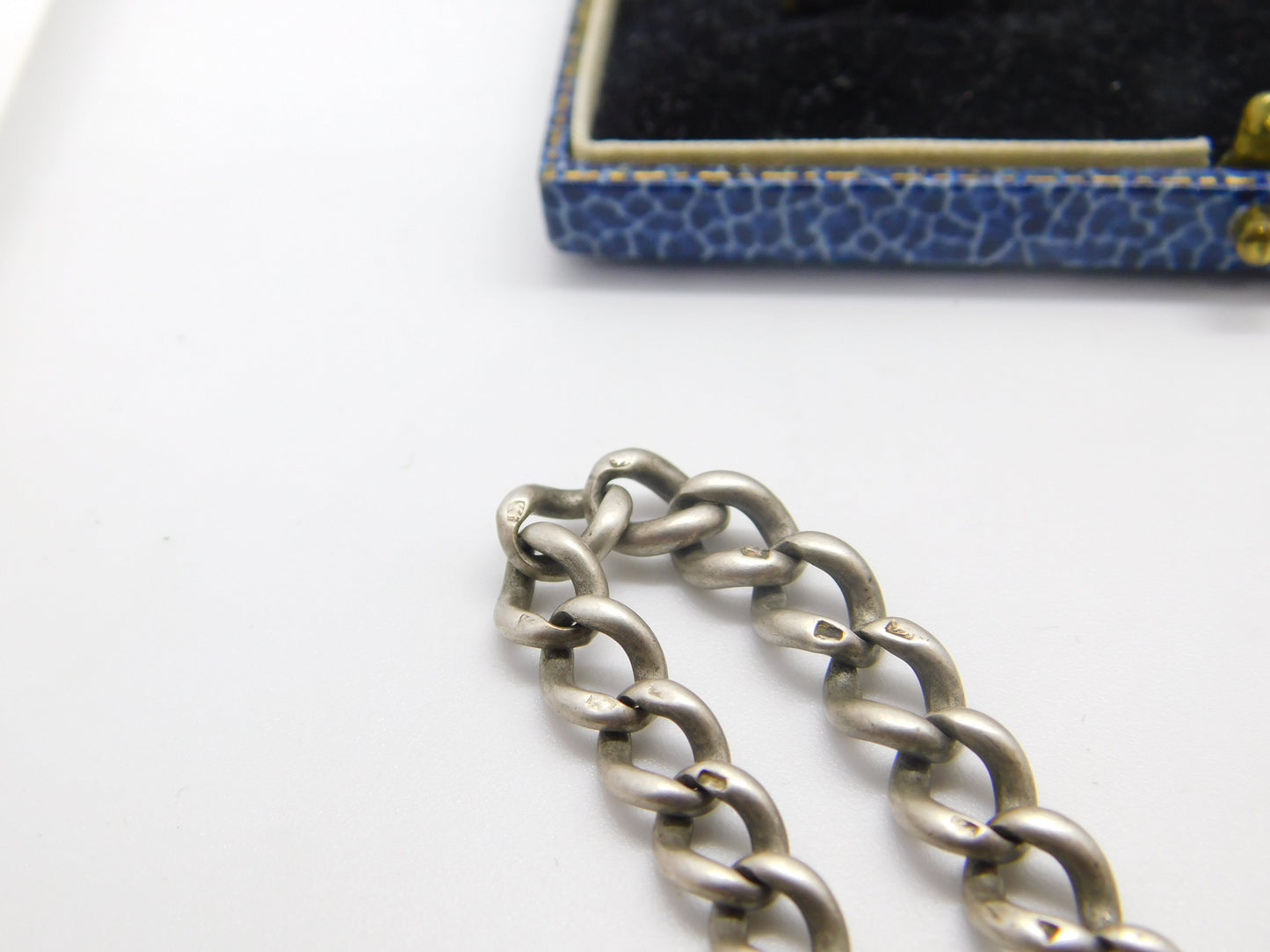 Victorian Sterling Silver Graduating Albert Link Watch Chain Antique 1897