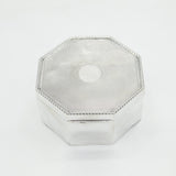 Sterling Silver Large Engine Turned Octagonal Jewellery Box Antique 1915 Deco