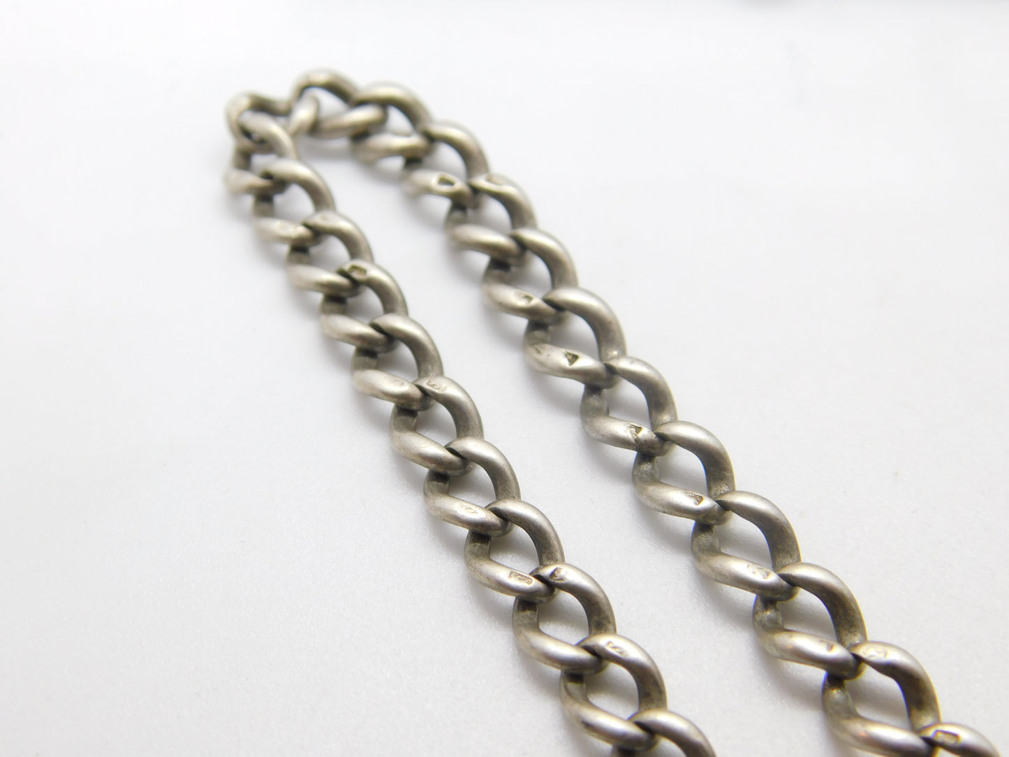 Victorian Sterling Silver Graduating Albert Link Watch Chain Antique 1897