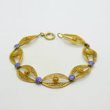 Chinese Export Sterling Silver Gilt & Enamel Floral Filigree Bracelet Mid-Century c1950