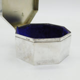 Sterling Silver Large Engine Turned Octagonal Jewellery Box Antique 1915 Deco