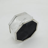 Sterling Silver Large Engine Turned Octagonal Jewellery Box Antique 1915 Deco