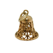 9ct Yellow Gold Ringing Bell Charm Pendant Vintage c1970