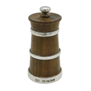 Sterling Silver Mounted Carved Wooden Pepper Grinder Vintage 2007 London