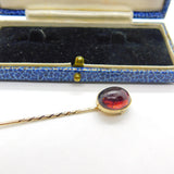 Victorian 9ct Gold & Cabochon Almandine Garnet Set Stick Pin Antique c1860