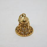 9ct Yellow Gold Ringing Bell Charm Pendant Vintage c1970