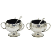 Edwardian Planished Sterling Silver Tyg Salt Cellars Antique 1907 Chester