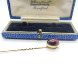 Victorian 9ct Gold & Cabochon Almandine Garnet Set Stick Pin Antique c1860