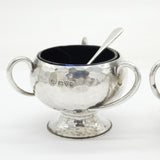 Edwardian Planished Sterling Silver Tyg Salt Cellars Antique 1907 Chester