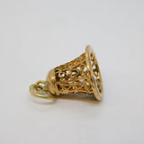 9ct Yellow Gold Ringing Bell Charm Pendant Vintage c1970