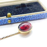 Victorian 9ct Gold & Cabochon Almandine Garnet Set Stick Pin Antique c1860