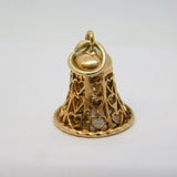 9ct Yellow Gold Ringing Bell Charm Pendant Vintage c1970