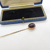 Victorian 9ct Gold & Cabochon Almandine Garnet Set Stick Pin Antique c1860