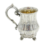 Exeter Provincial Victorian Sterling Silver Floral Christening Mug Antique