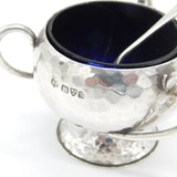 Edwardian Planished Sterling Silver Tyg Salt Cellars Antique 1907 Chester